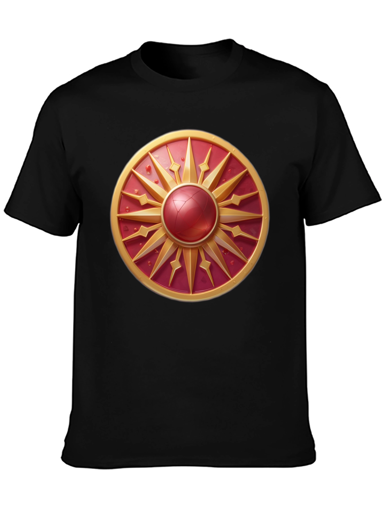 Sunburst Shield Graphic Tee - Bold Artistic Design