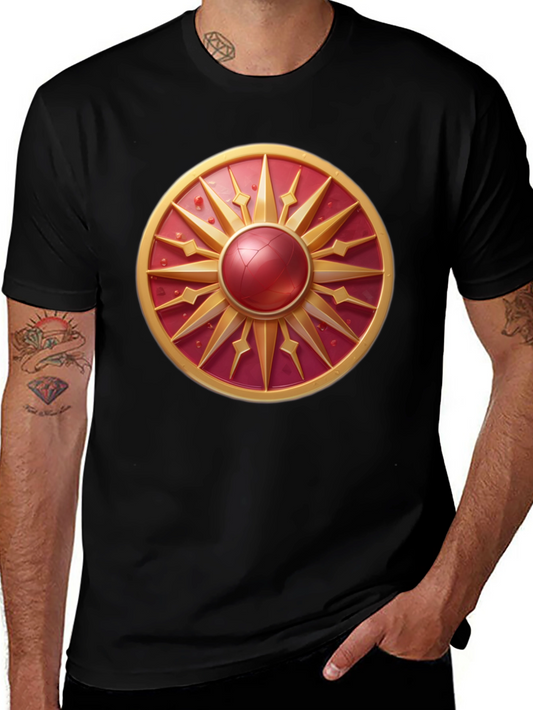 Sunburst Shield Graphic Tee - Bold Artistic Design