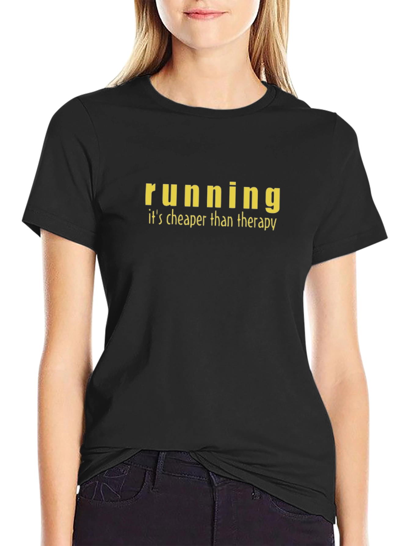 Running Cheaper Than Therapy Black T-Shirt
