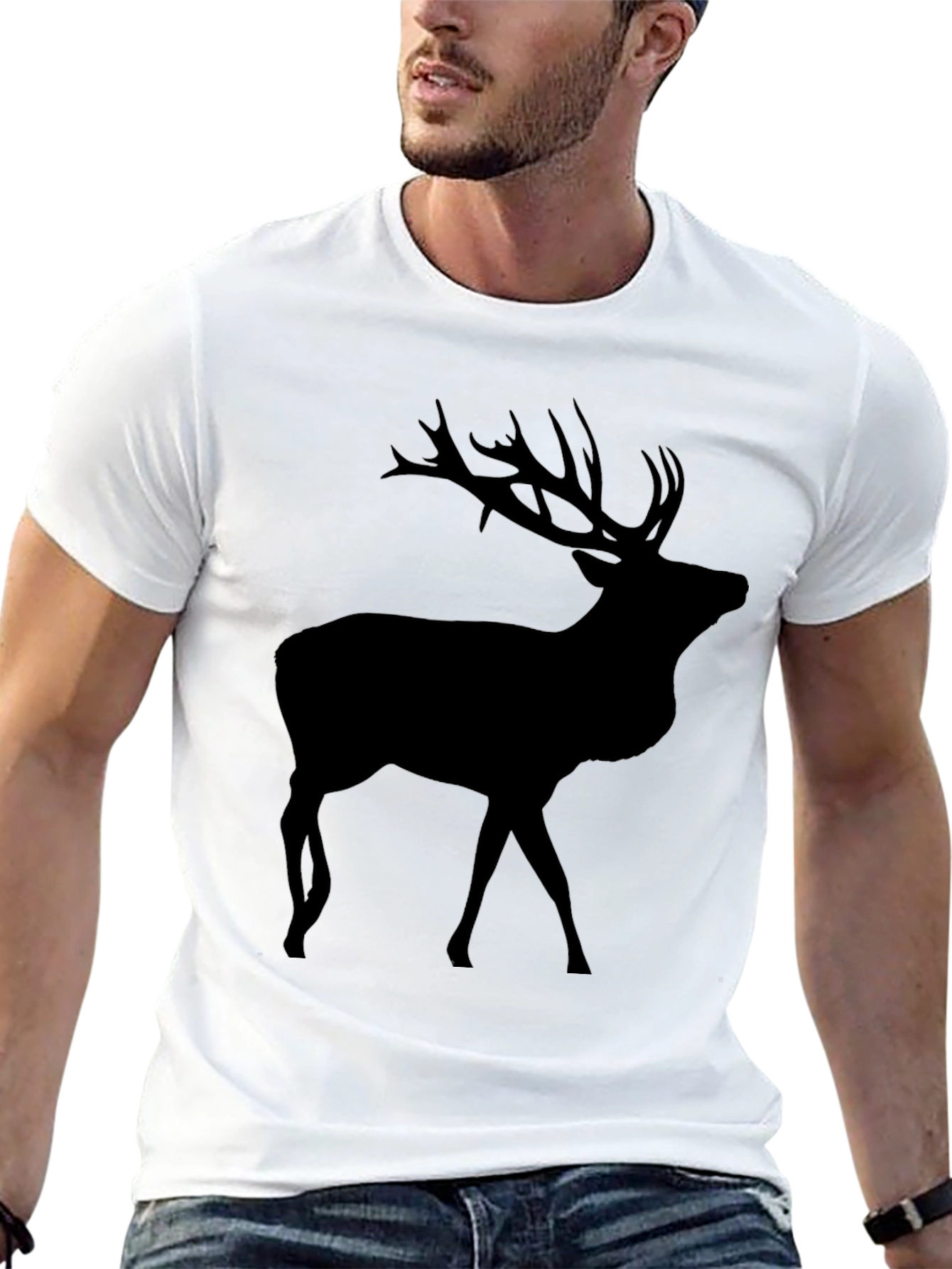Deer Silhouette T-Shirt - Black