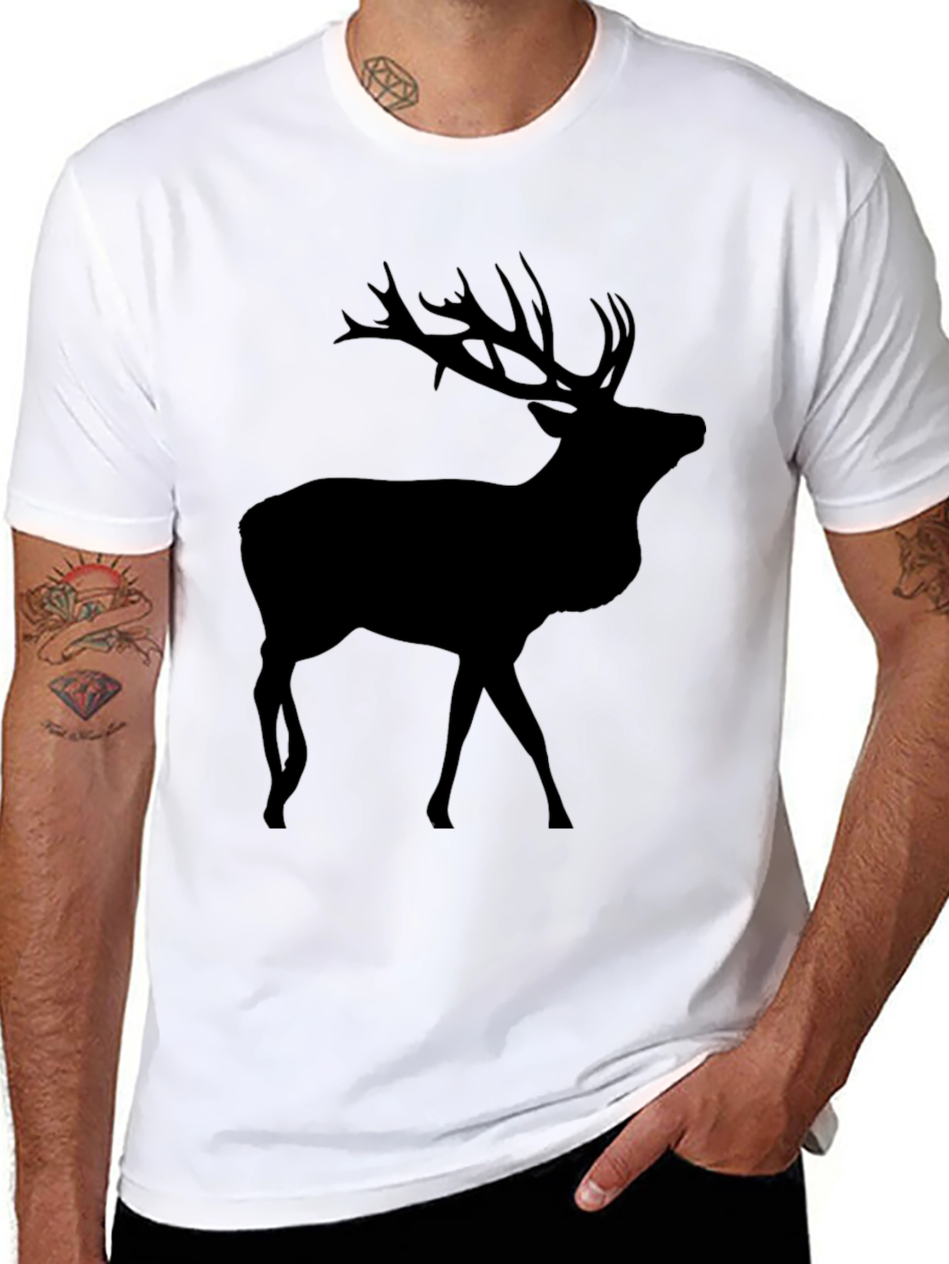 Deer Silhouette T-Shirt - Black
