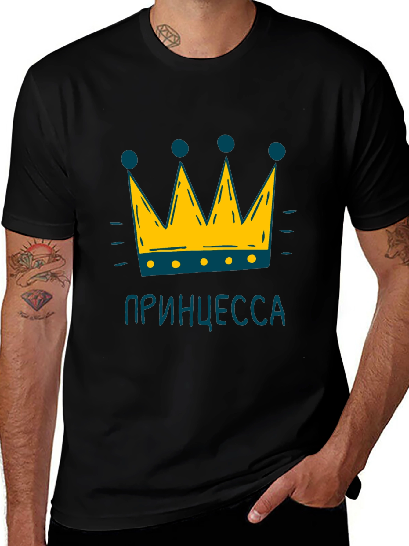 Princess Crown Black Graphic T-Shirt