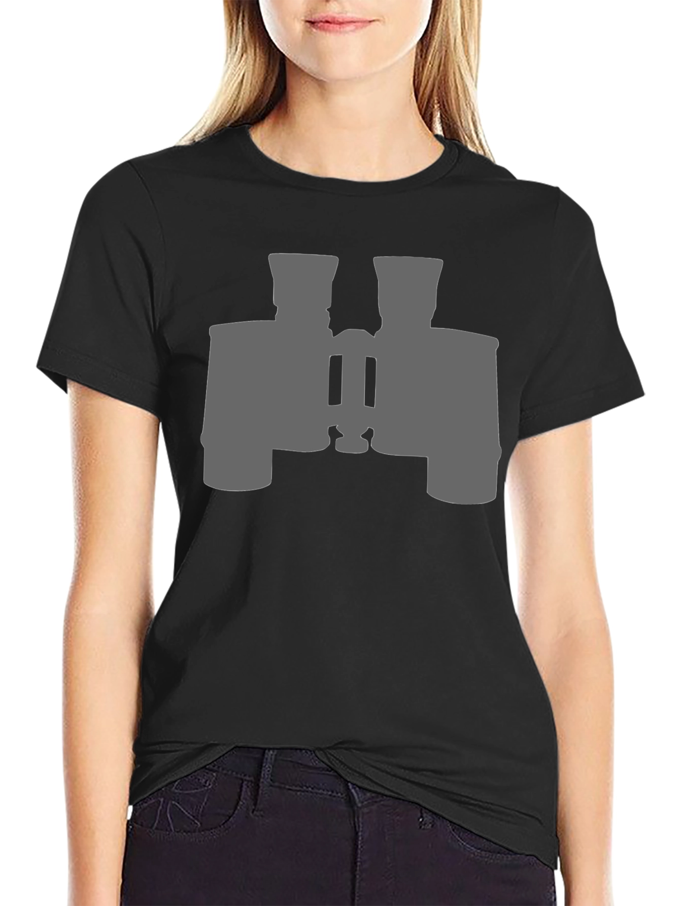 Binoculars Graphic Tee - Black Cotton Casual Shirt