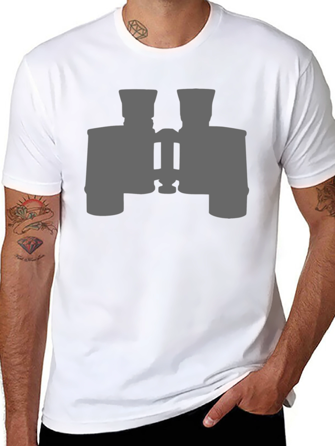 Binoculars Graphic Tee - Black Cotton Casual Shirt