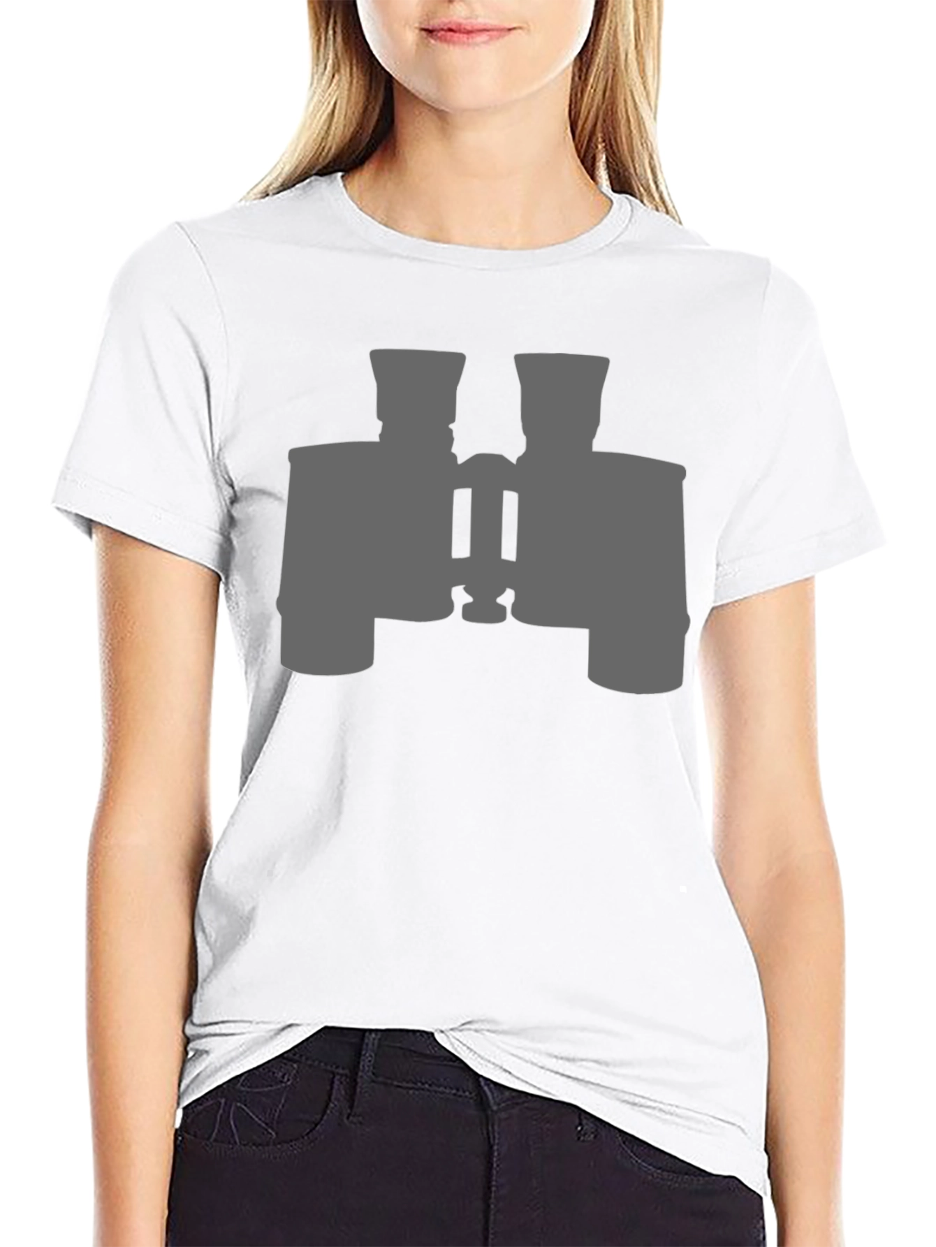 Binoculars Graphic Tee - Black Cotton Casual Shirt