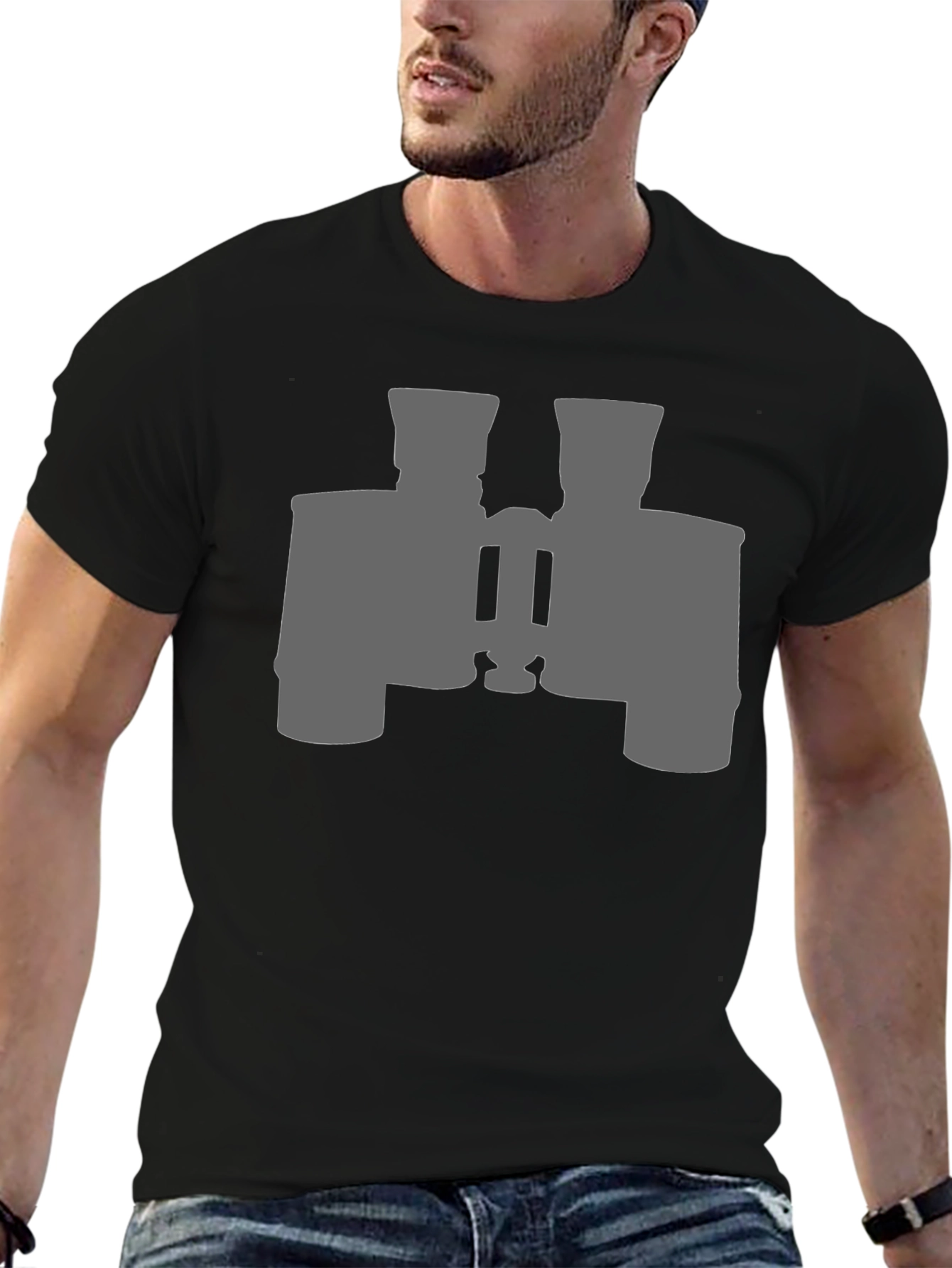 Binoculars Graphic Tee - Black Cotton Casual Shirt