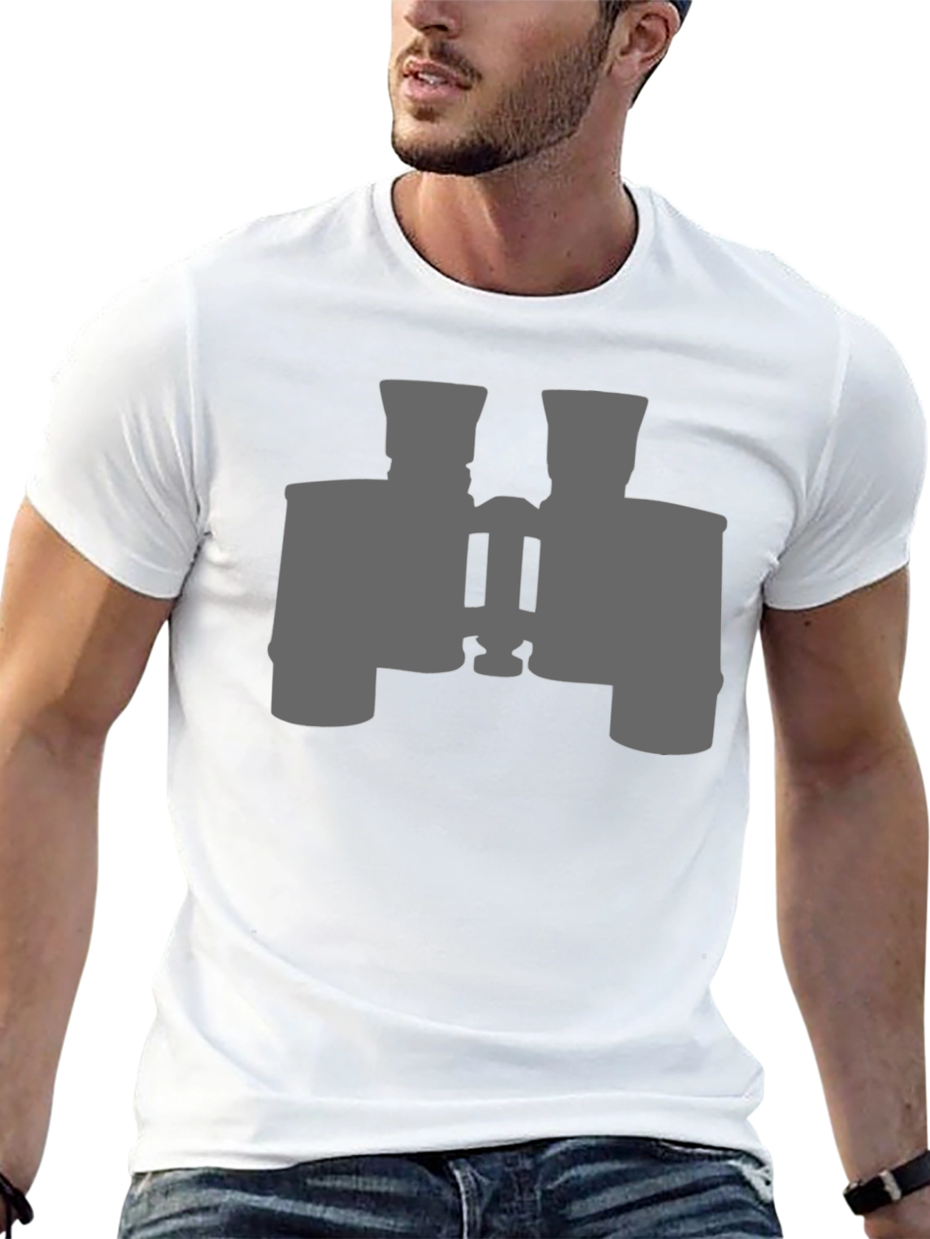 Binoculars Graphic Tee - Black Cotton Casual Shirt