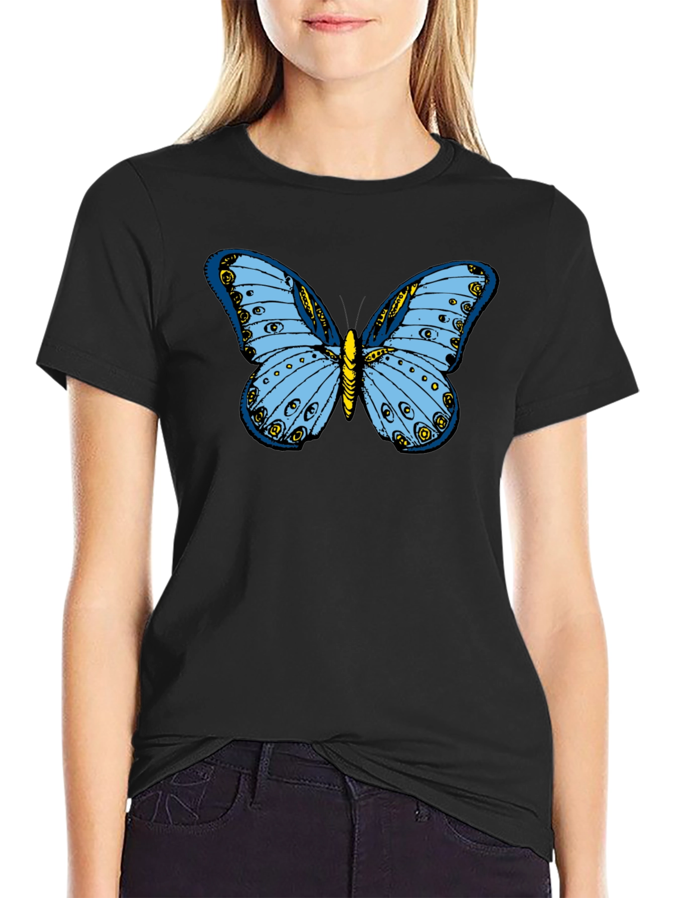 Butterfly Graphic Tee - Soft Black Cotton Shirt