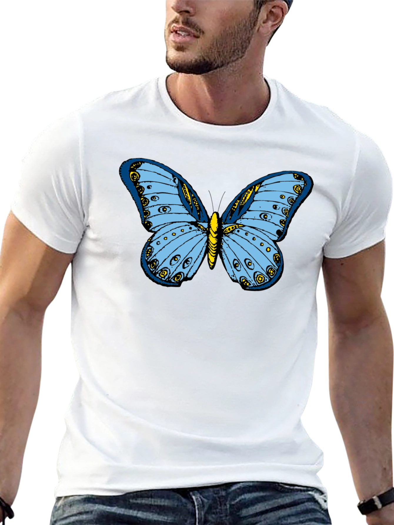 Butterfly Graphic Tee - Soft Black Cotton Shirt