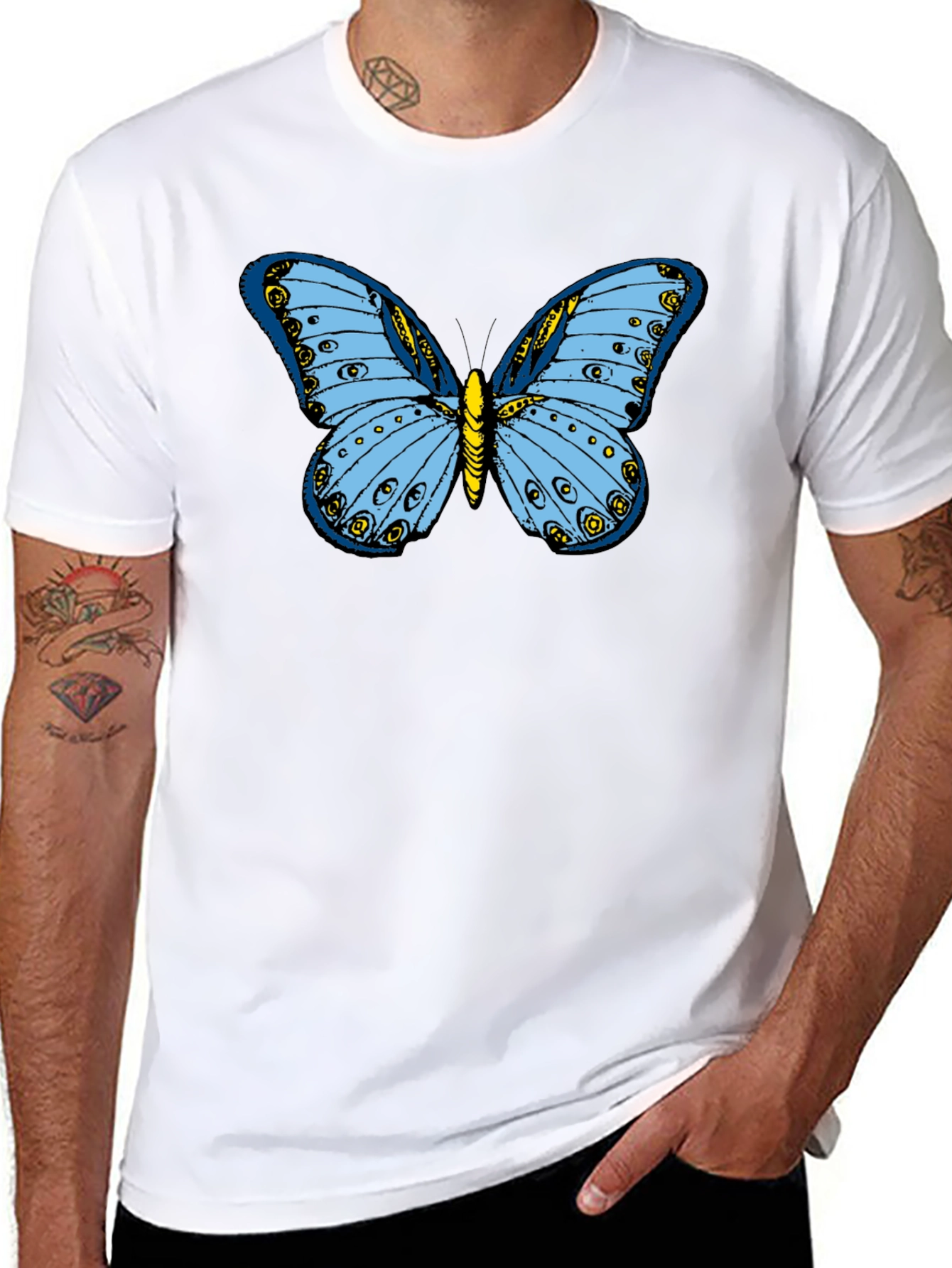 Butterfly Graphic Tee - Soft Black Cotton Shirt
