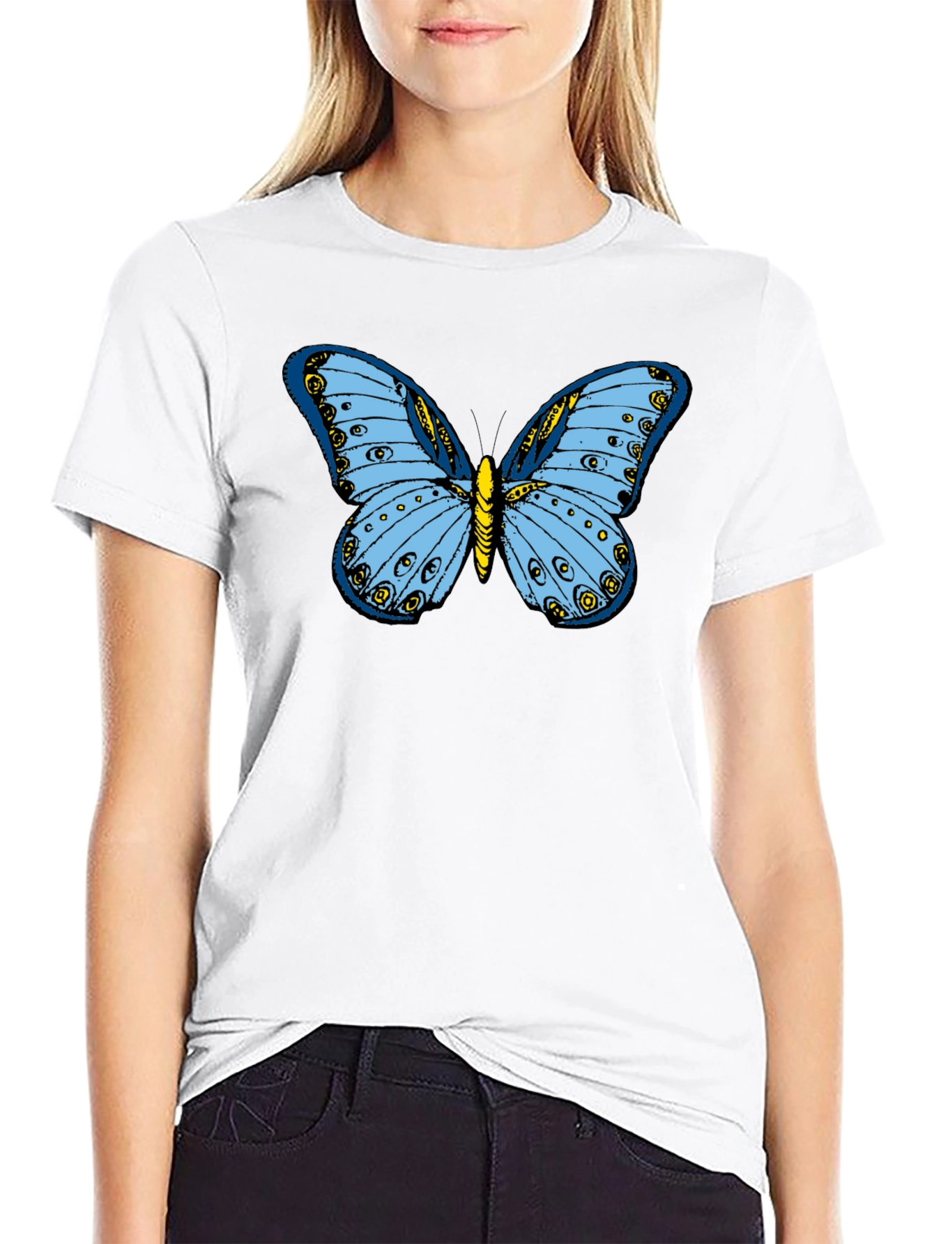 Butterfly Graphic Tee - Soft Black Cotton Shirt