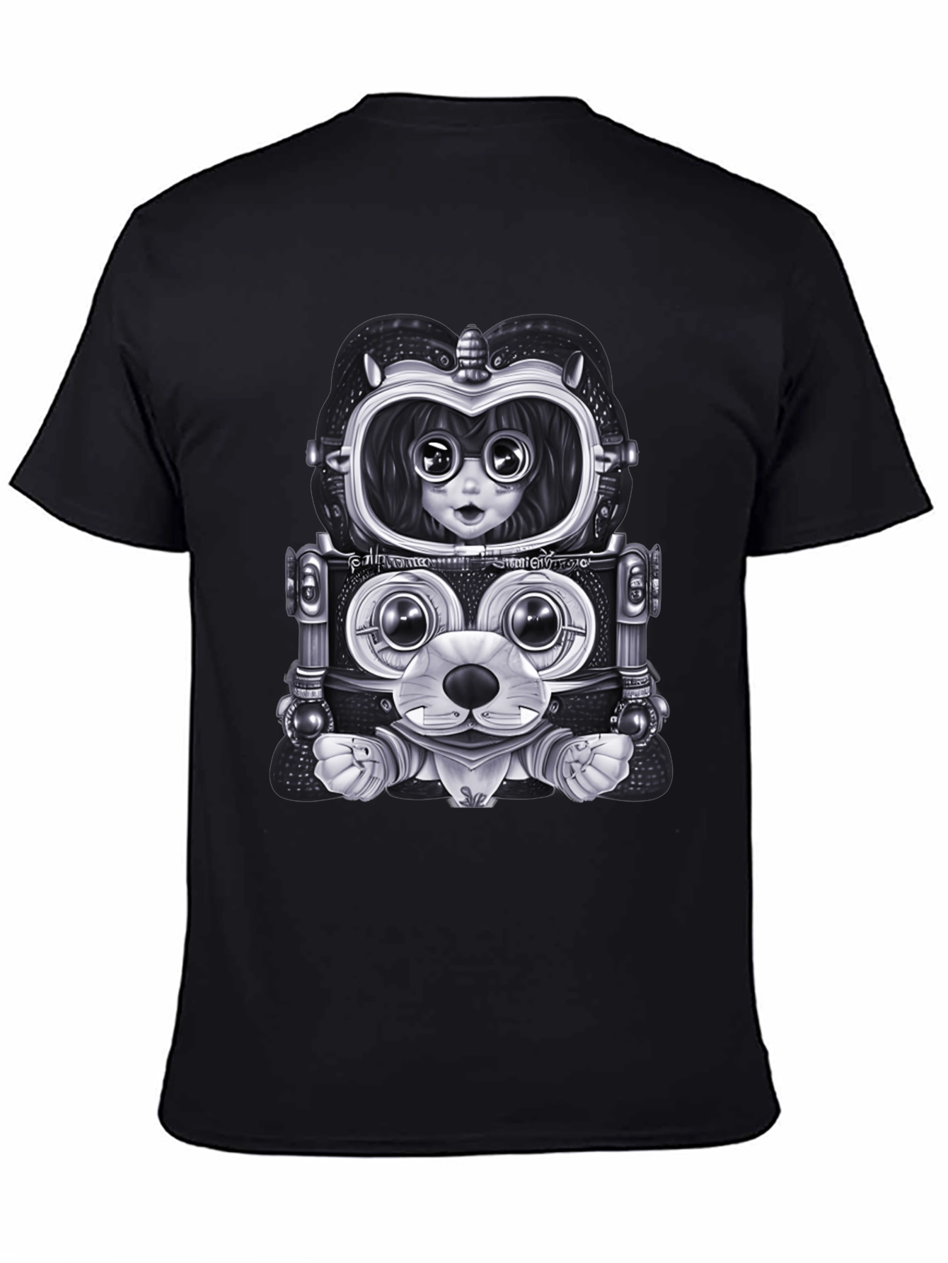Robot Anime Graphic Tee - Mens Black Shirt