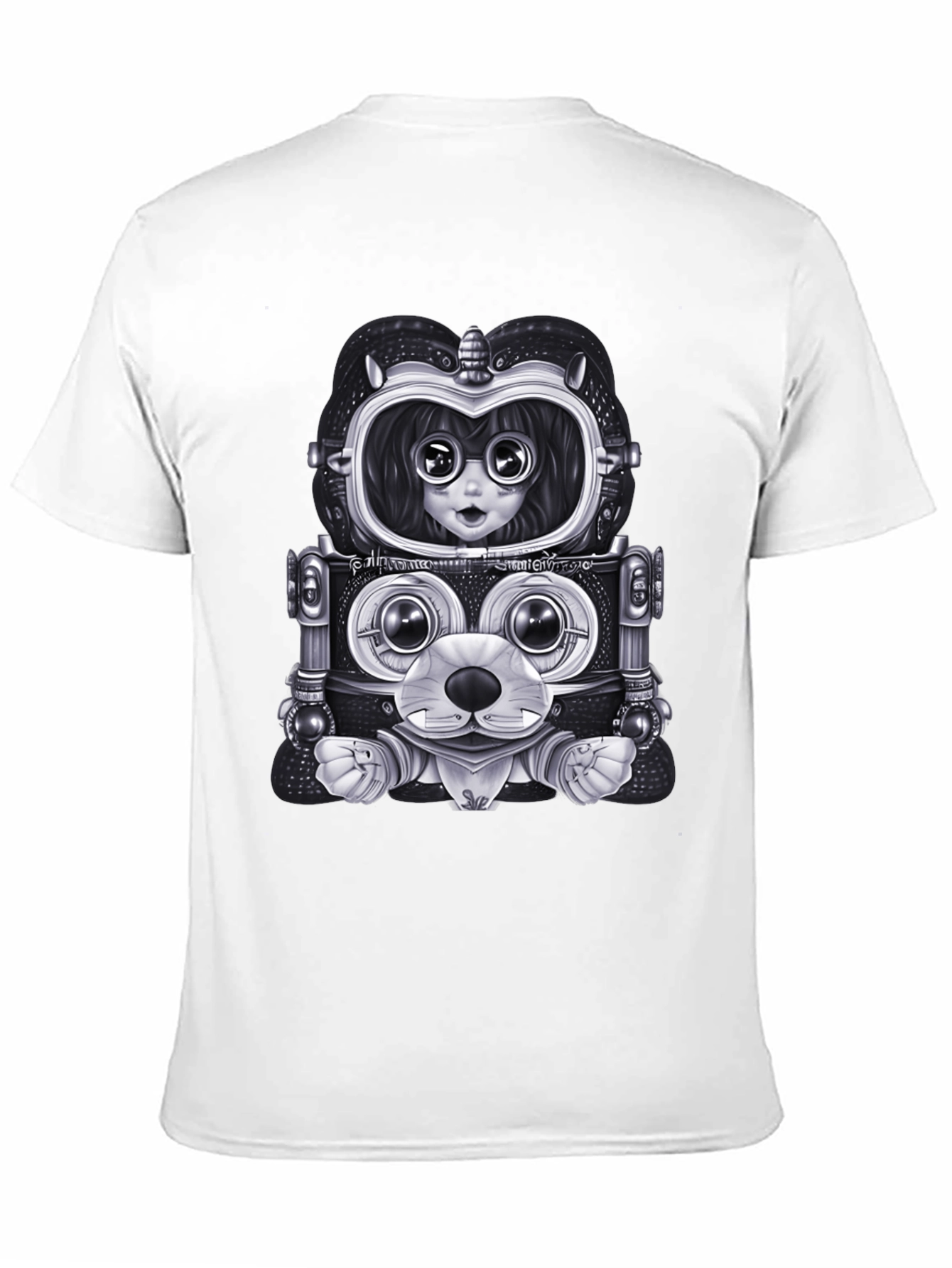 Robot Anime Graphic Tee - Mens Black Shirt