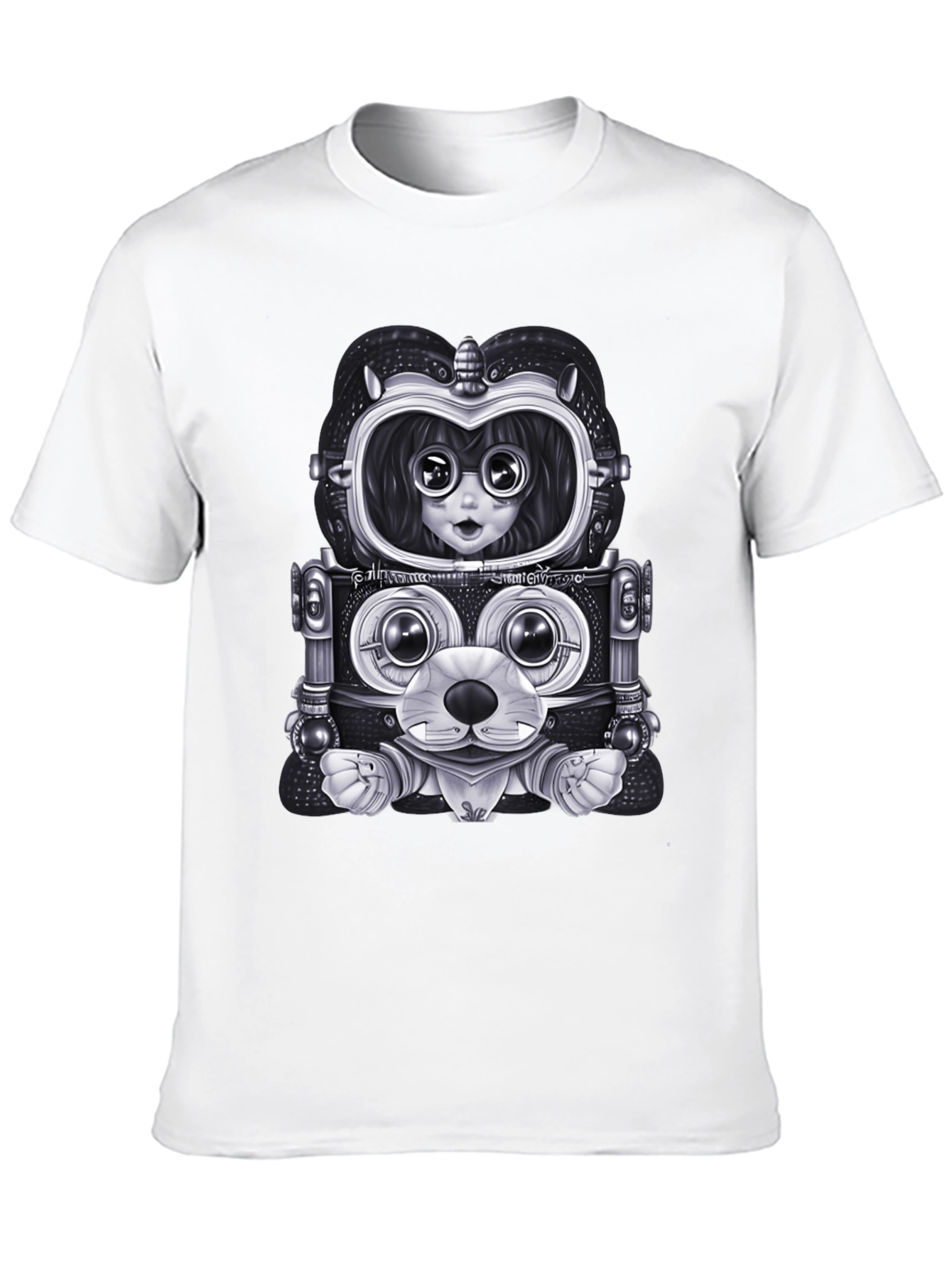 Robot Anime Graphic Tee - Mens Black Shirt