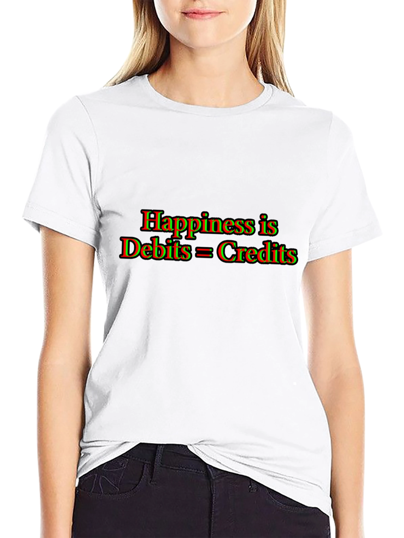 Accountant Humor T-Shirt: Happiness is Debits = Credits