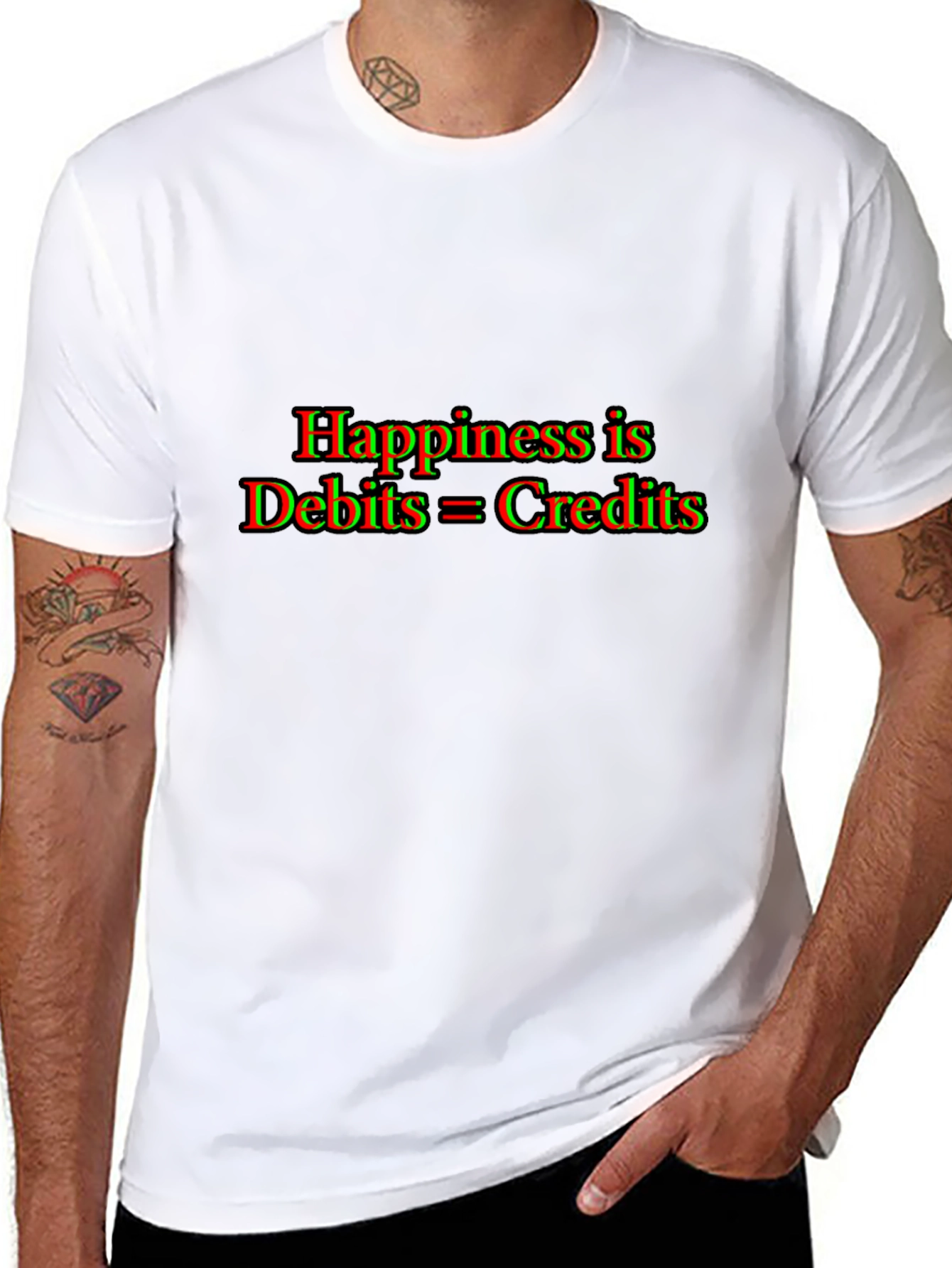 Accountant Humor T-Shirt: Happiness is Debits = Credits