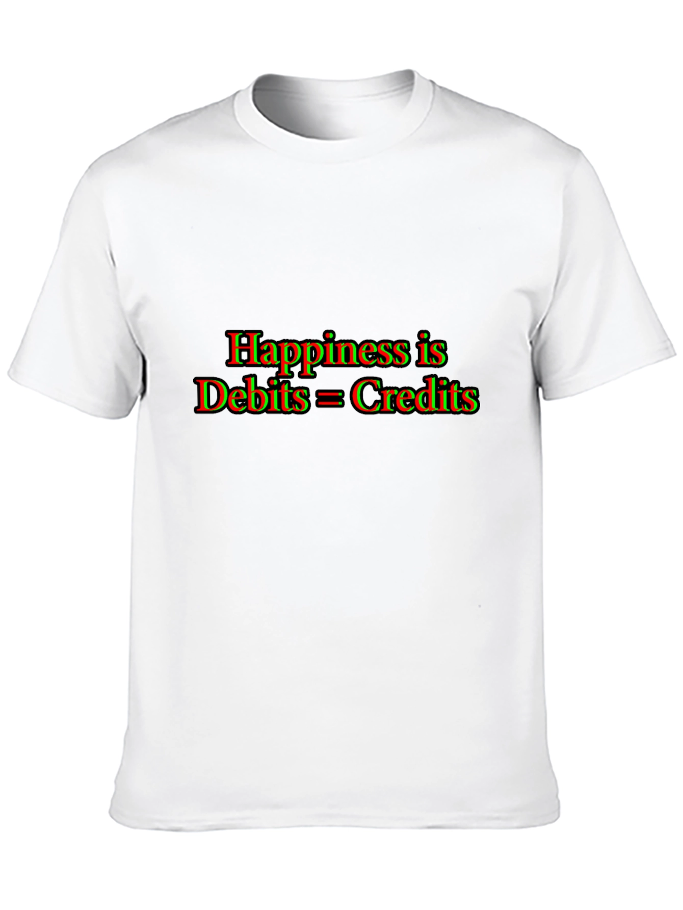 Accountant Humor T-Shirt: Happiness is Debits = Credits