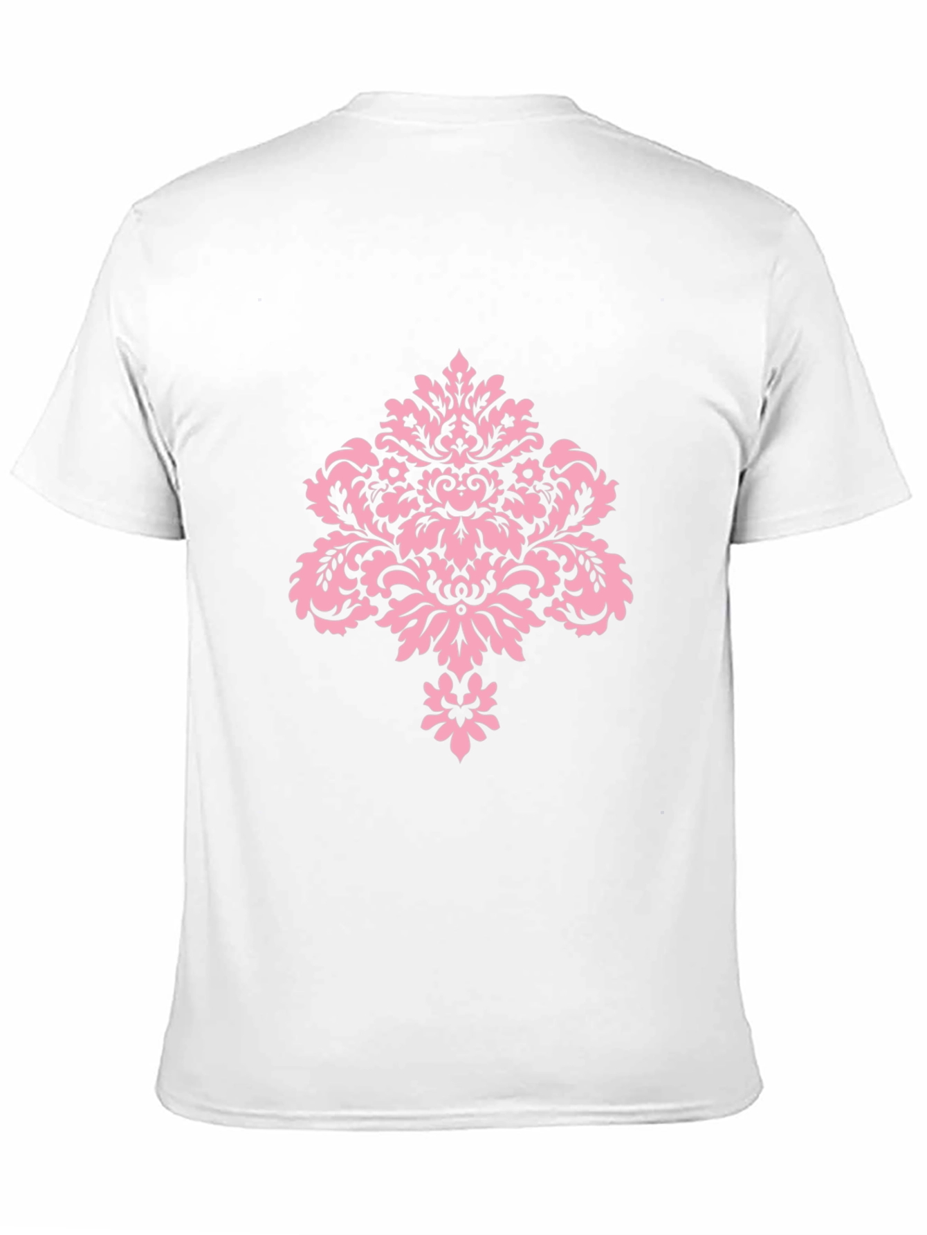 Stylish Black T-Shirt with Pink Damask Design