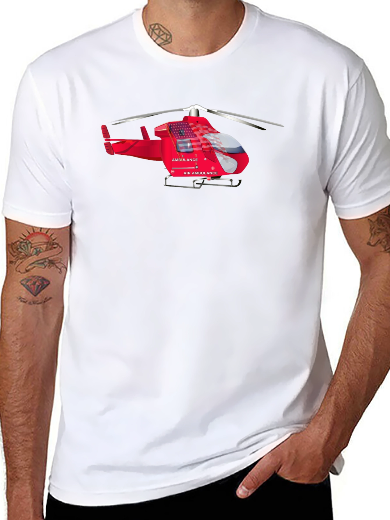Air Ambulance Helicopter Graphic Tee - Black