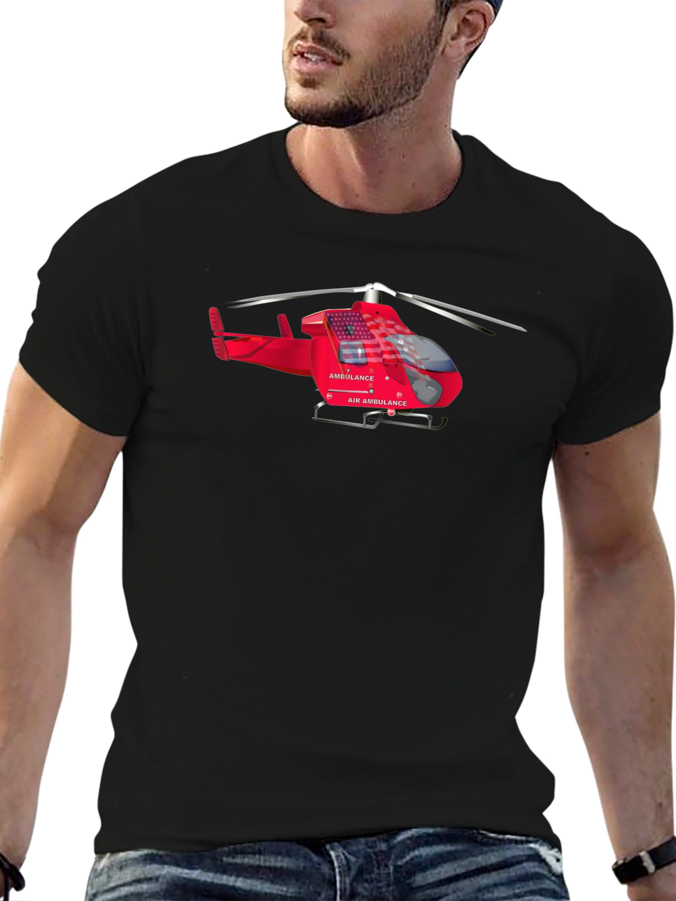 Air Ambulance Helicopter Graphic Tee - Black
