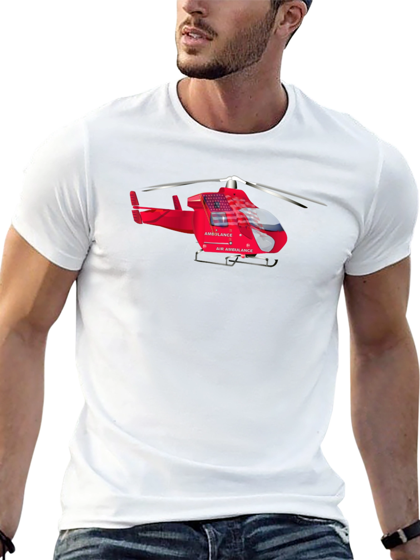 Air Ambulance Helicopter Graphic Tee - Black