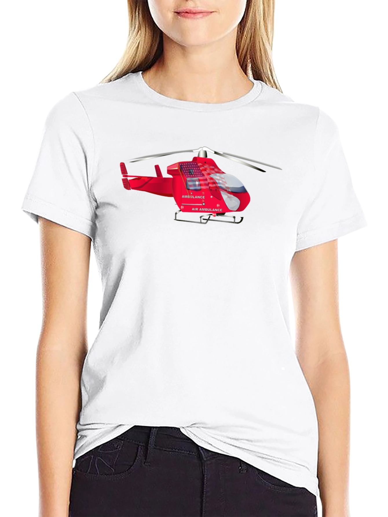 Air Ambulance Helicopter Graphic Tee - Black