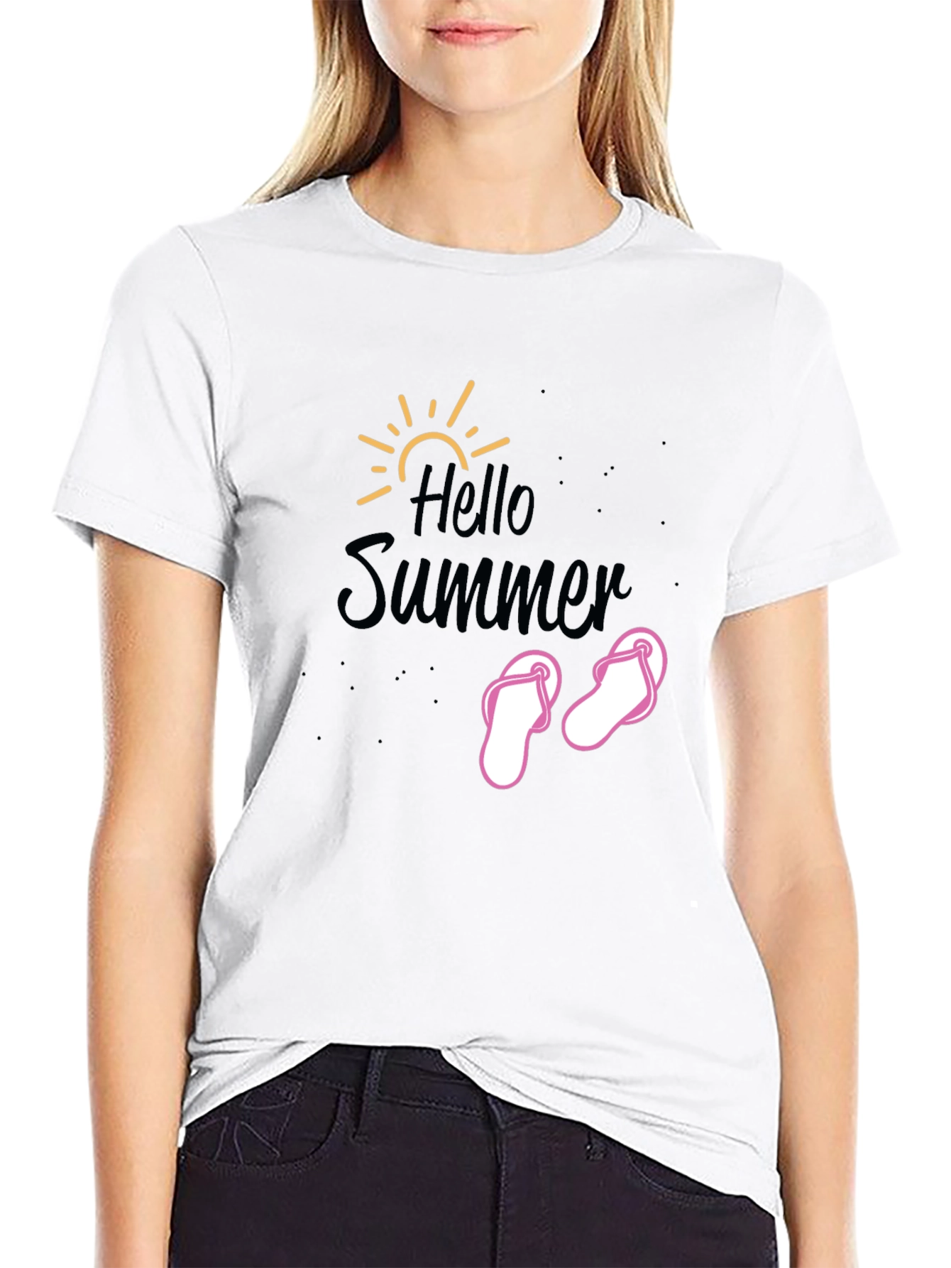 Hello Summer T-Shirt - Black Cotton Tee