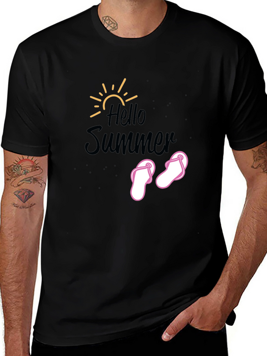 Hello Summer T-Shirt - Black Cotton Tee