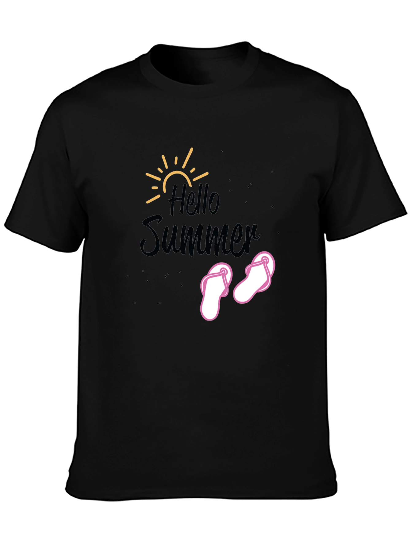 Hello Summer T-Shirt - Black Cotton Tee