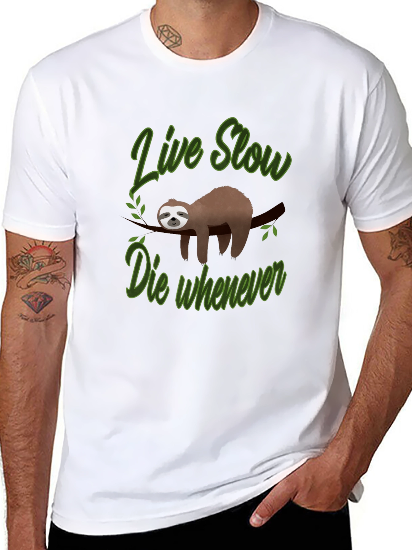 Live Slow Sloth Graphic Tee