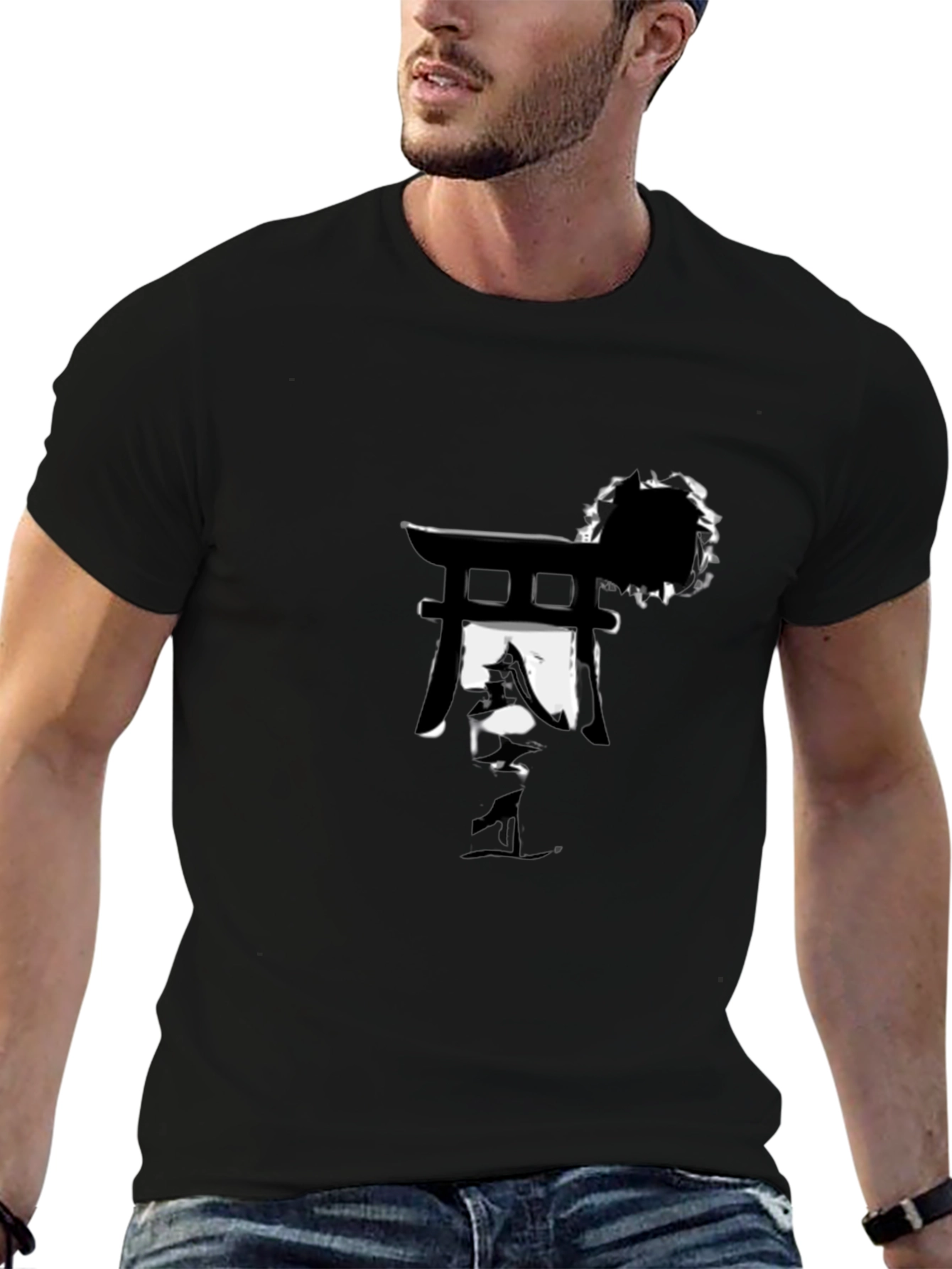 Modern Graphic Tee - Japanese Gate & Sun Design