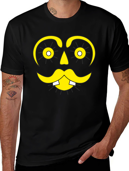 Funny Face Graphic Tee - Black Cotton T-Shirt