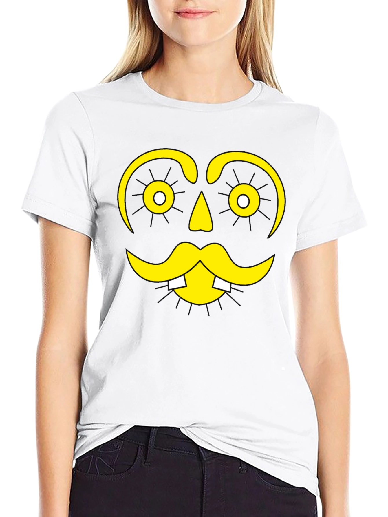 Funny Face Graphic Tee - Black Cotton T-Shirt