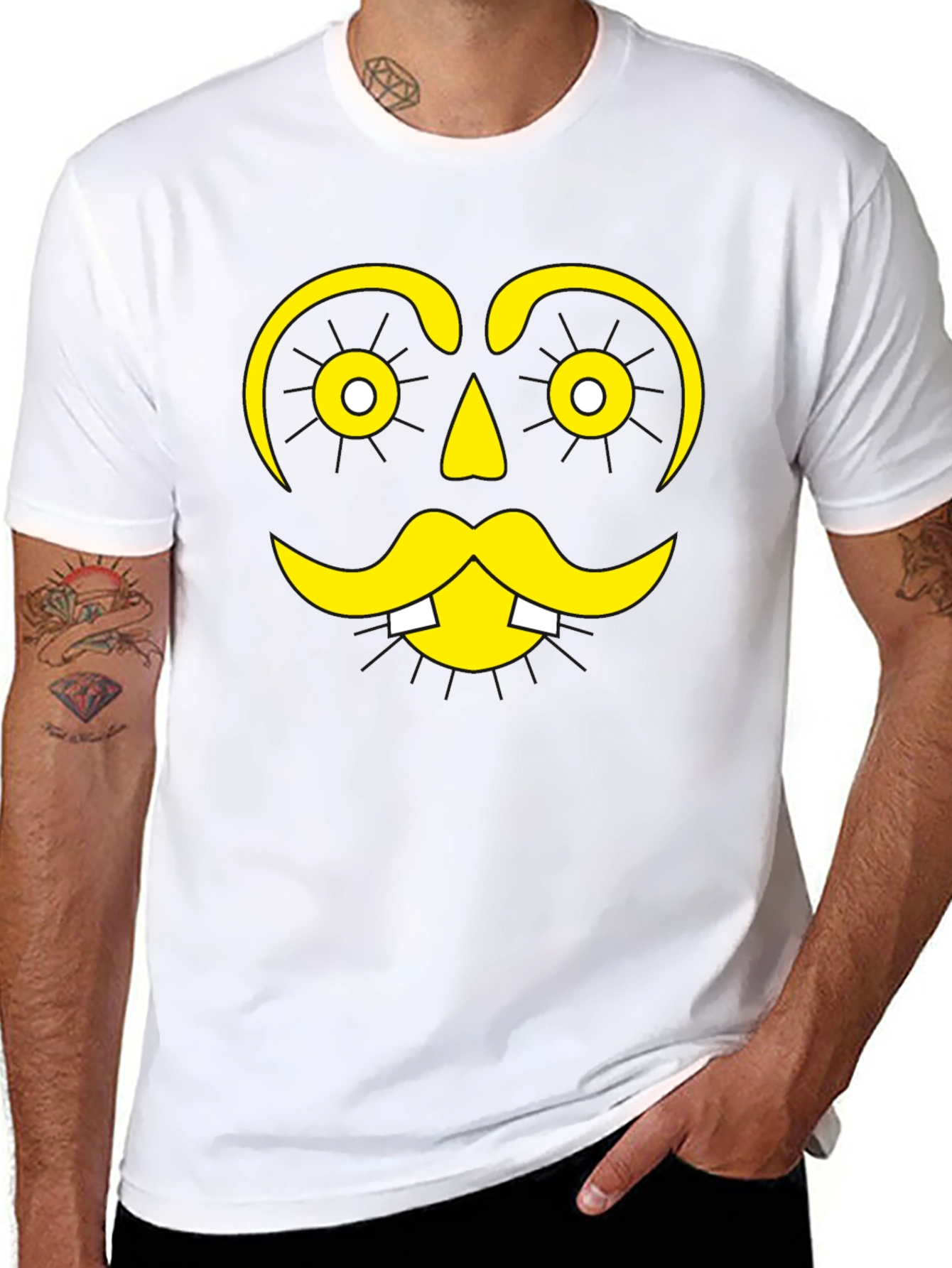 Funny Face Graphic Tee - Black Cotton T-Shirt