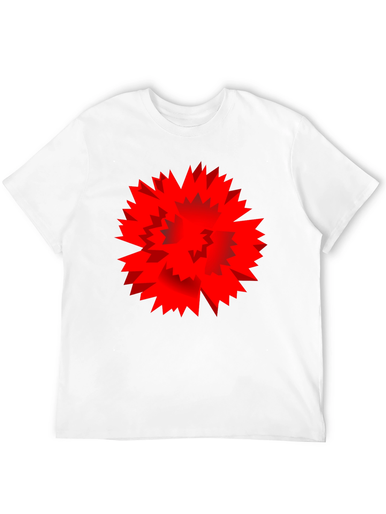 Bold Red Geometric Burst Graphic Print Black T-Shirt