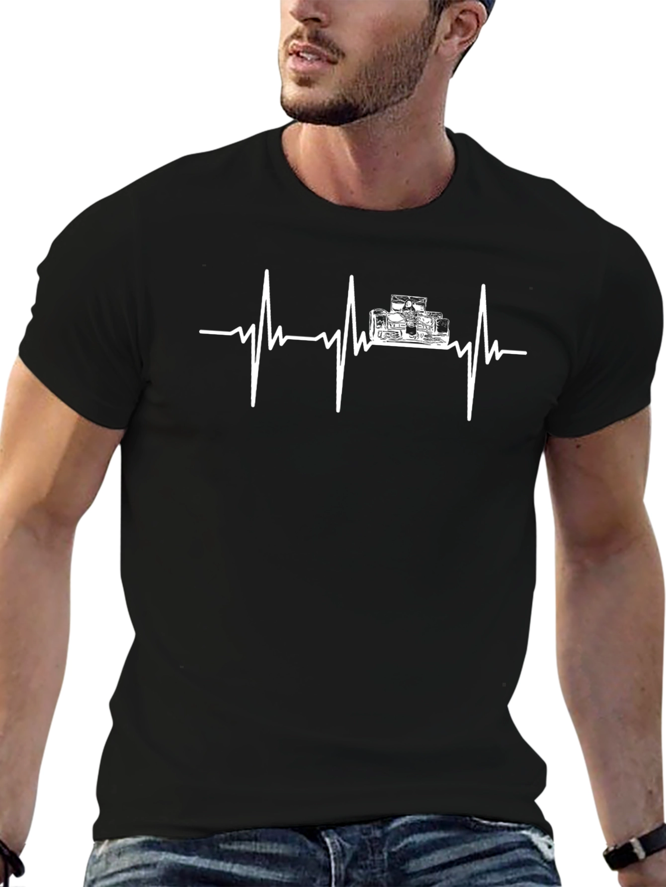 Racing Car Heartbeat Graphic T-Shirt