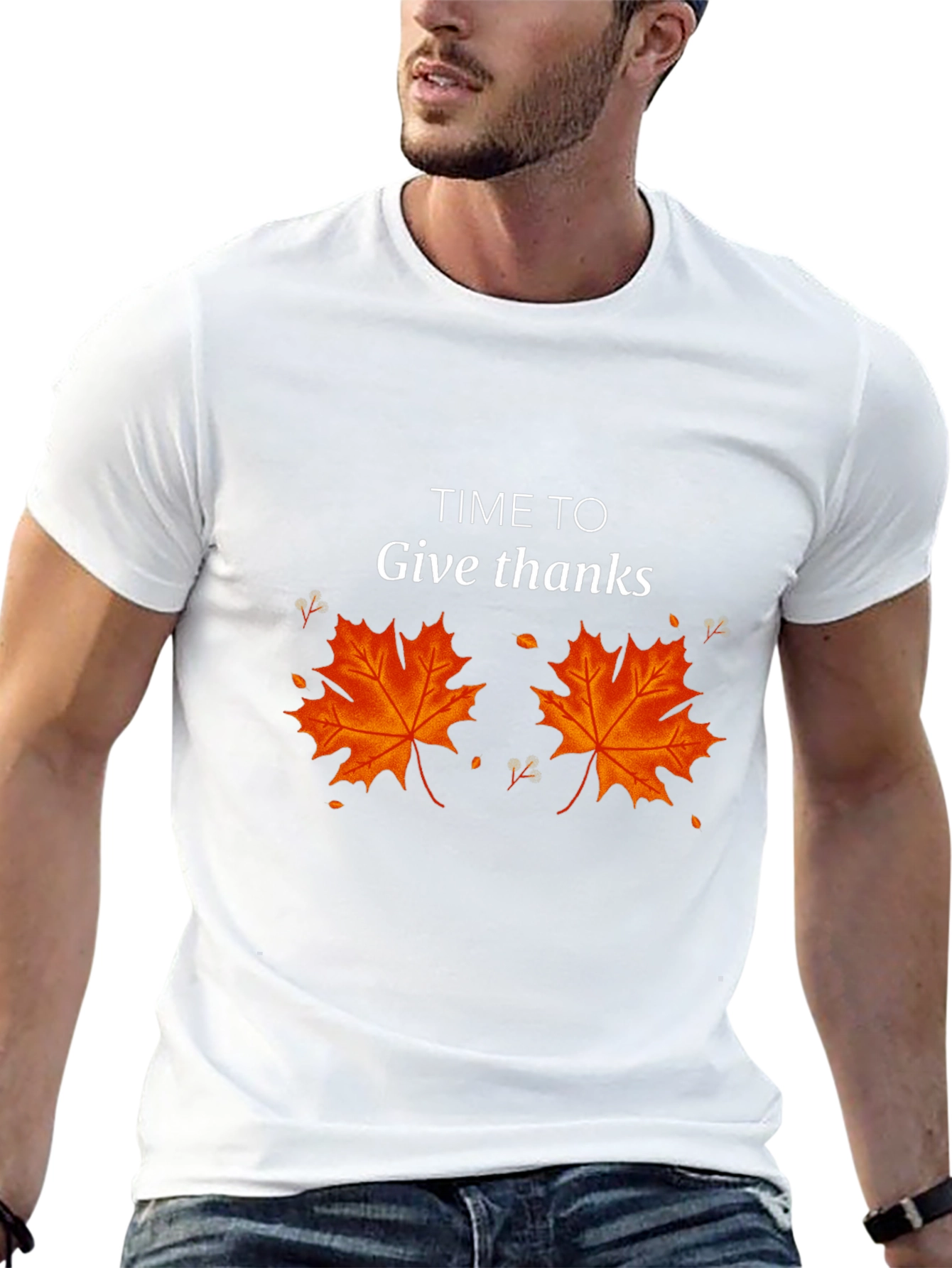 Time To Give Thanks Thanksgiving Maple Leaf Tee