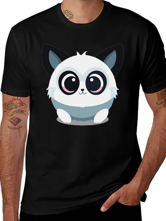 Cute Cartoon Animal Graphic Black T-Shirt