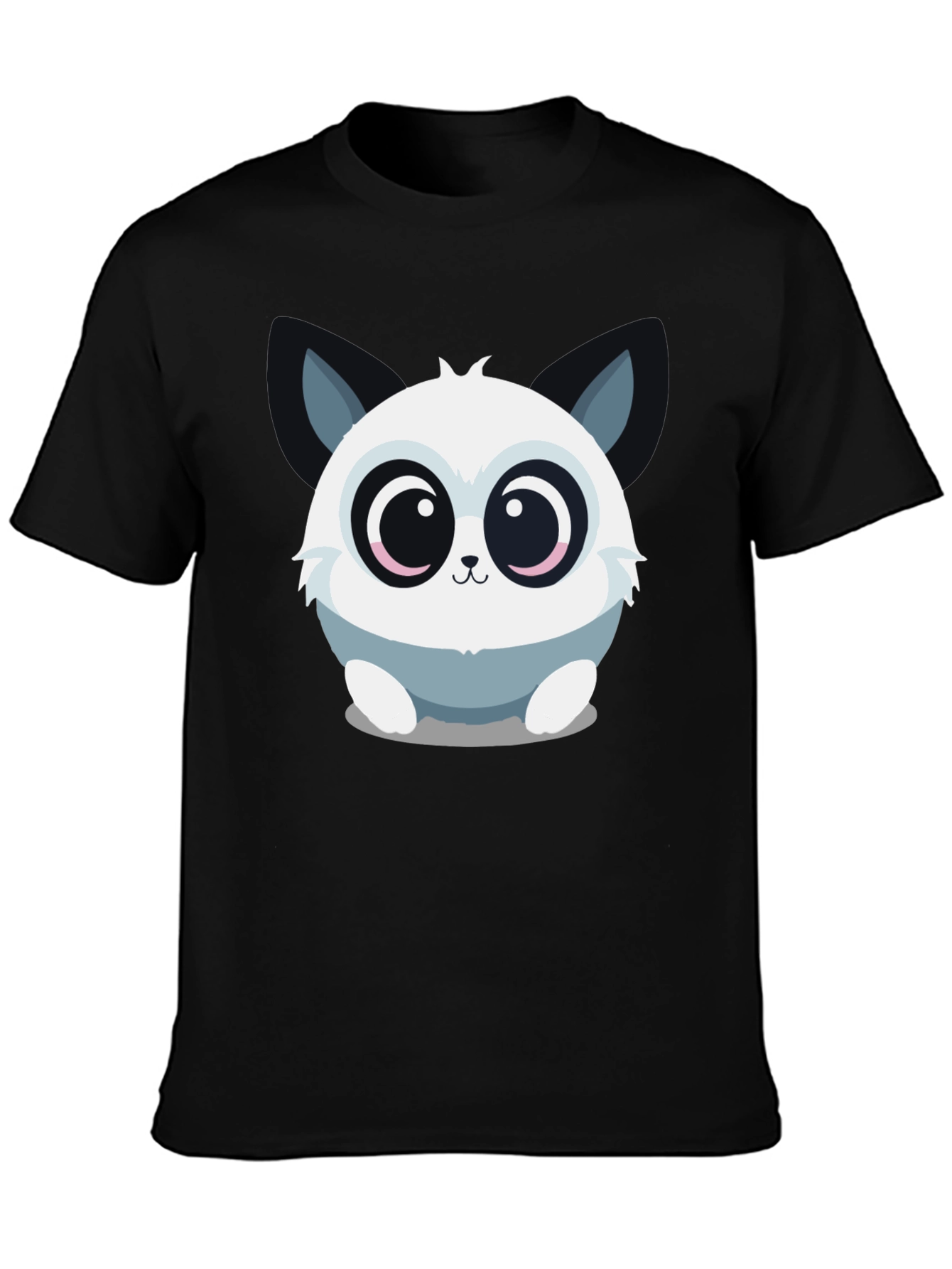 Cute Cartoon Animal Graphic Black T-Shirt