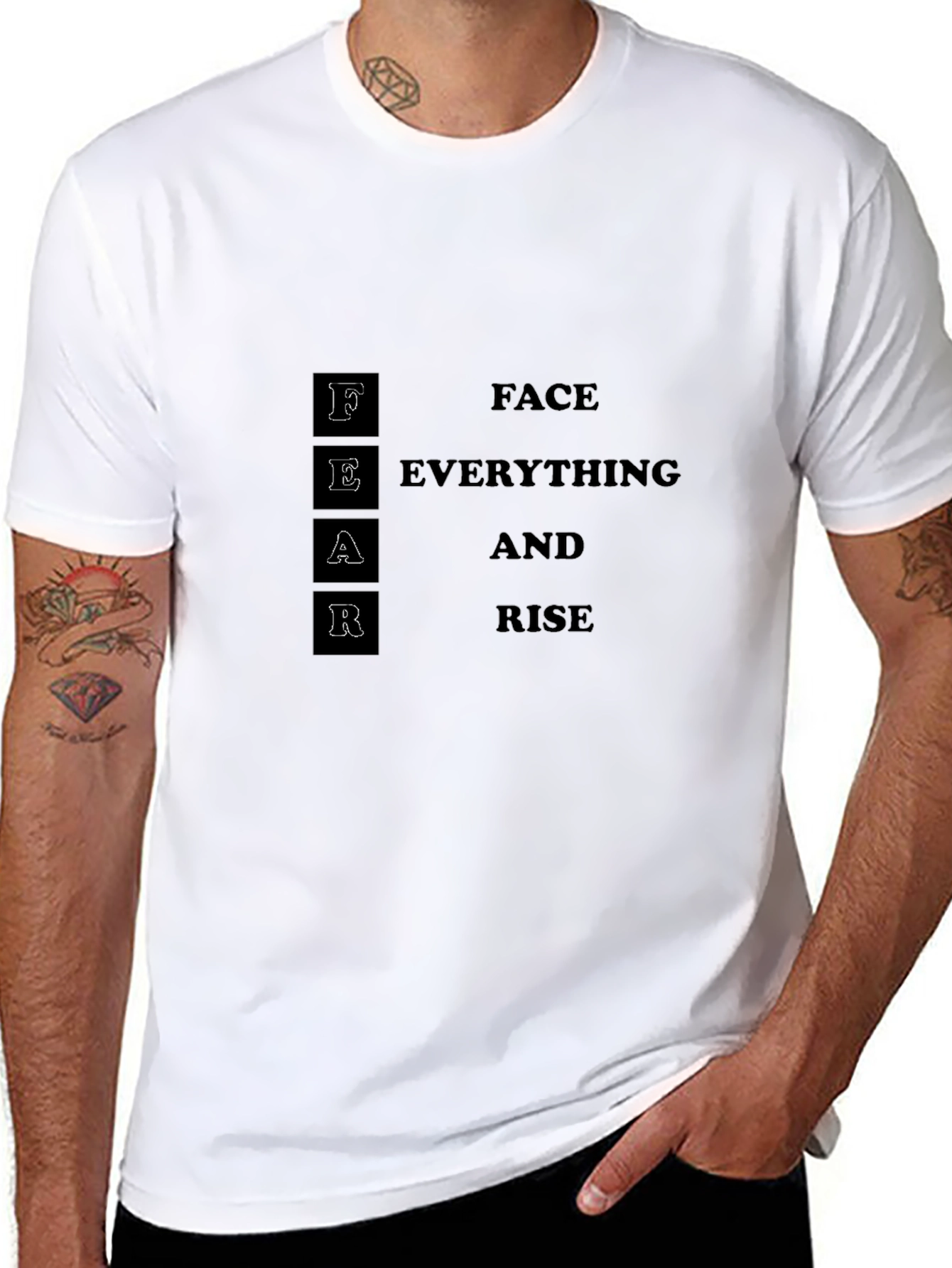 Motivational FEAR Face Everything And Rise Black T-Shirt