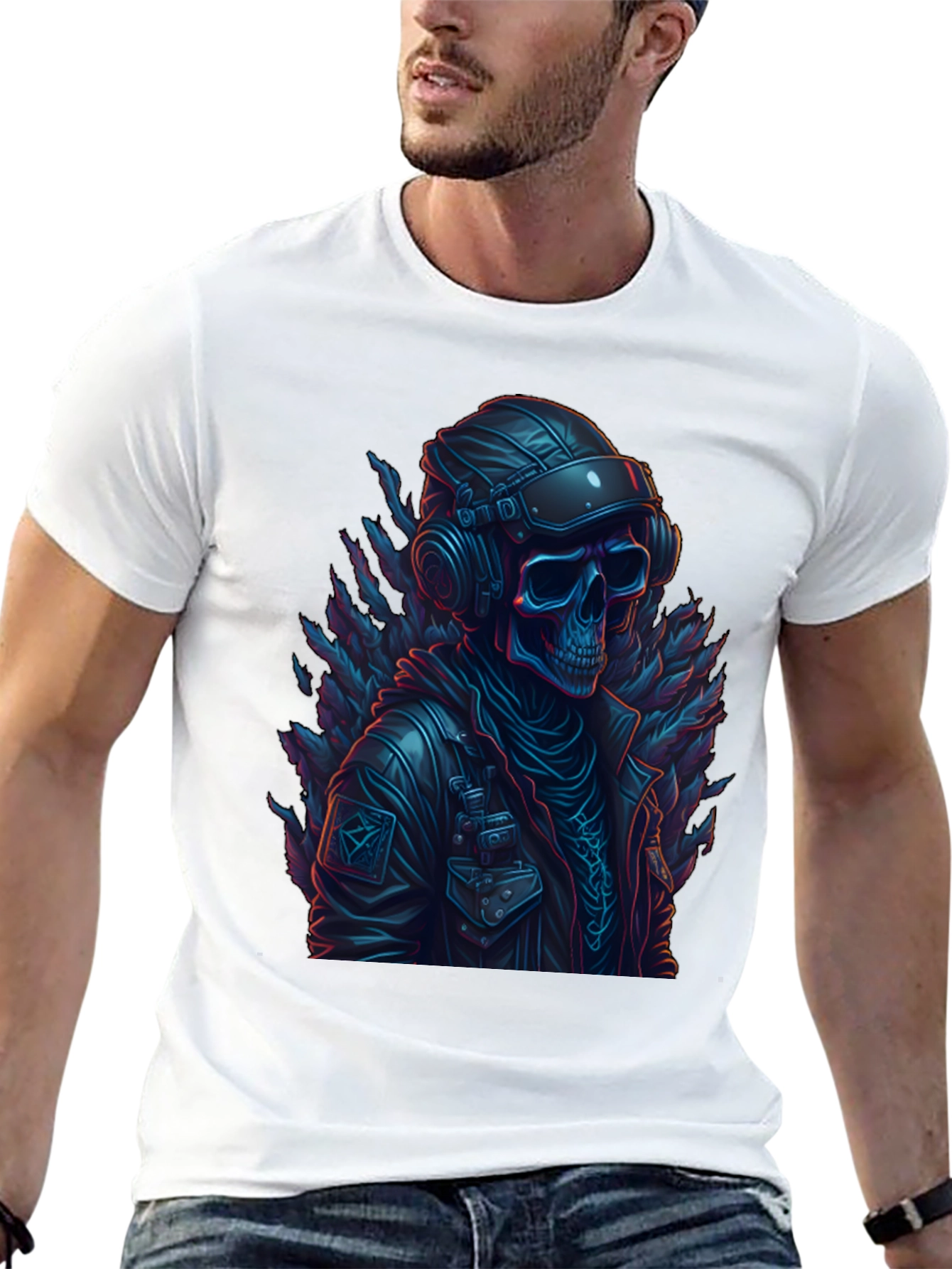 Skull Pilot Graphic Tee - Edgy Fashion