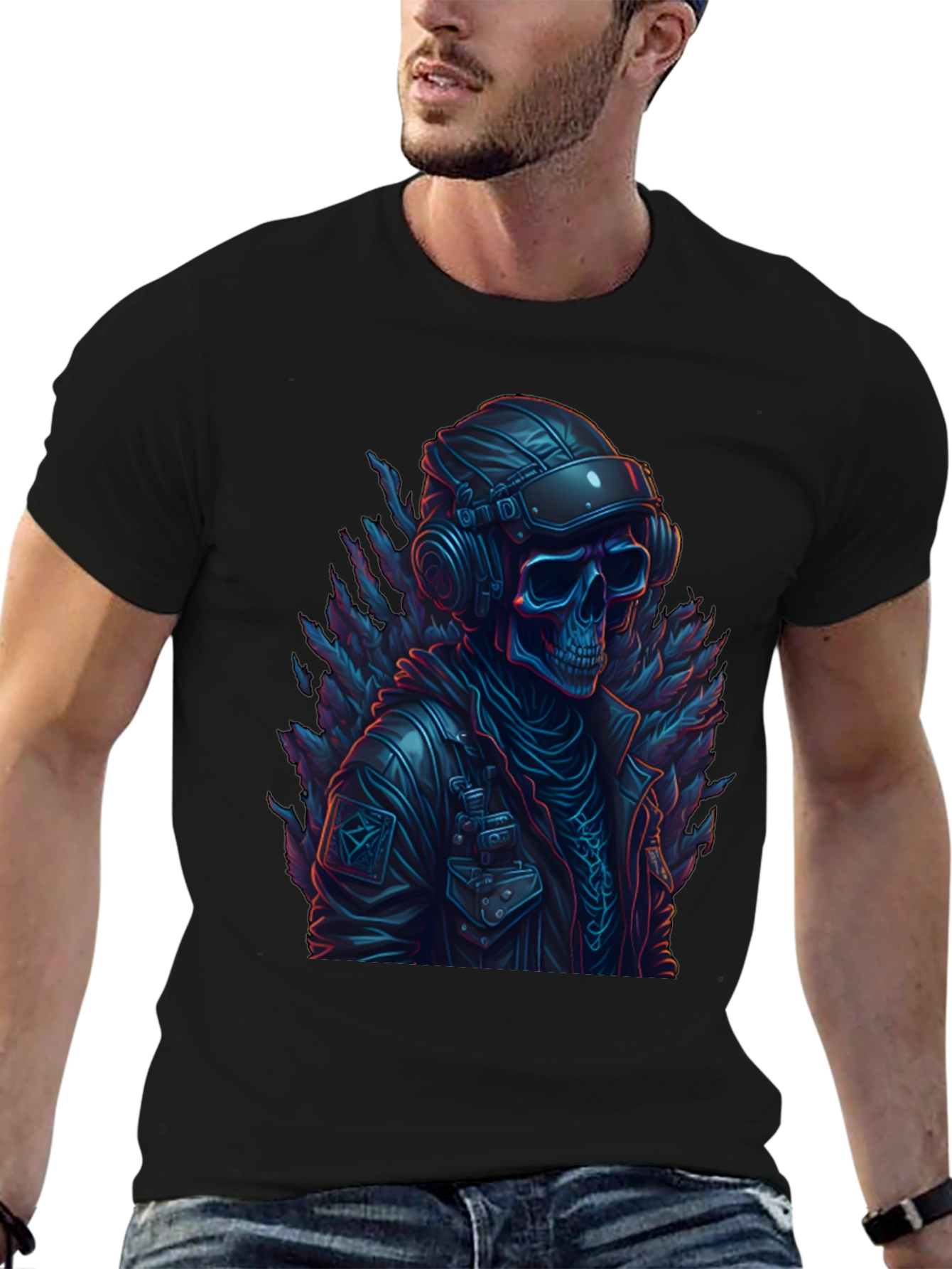 Skull Pilot Graphic Tee - Edgy Fashion