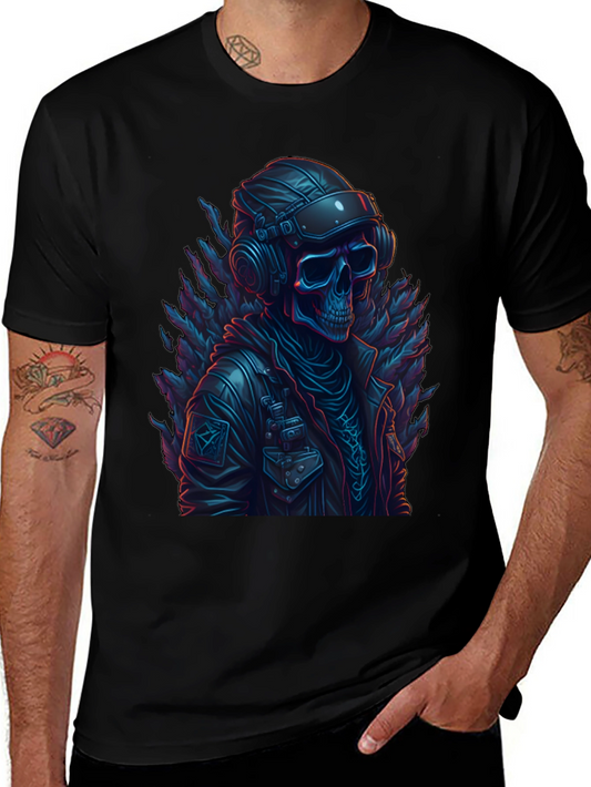 Skull Pilot Graphic Tee - Edgy Fashion