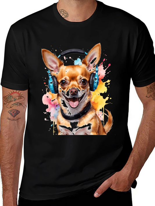 Dog Wearing Headphones Graphic T-Shirt