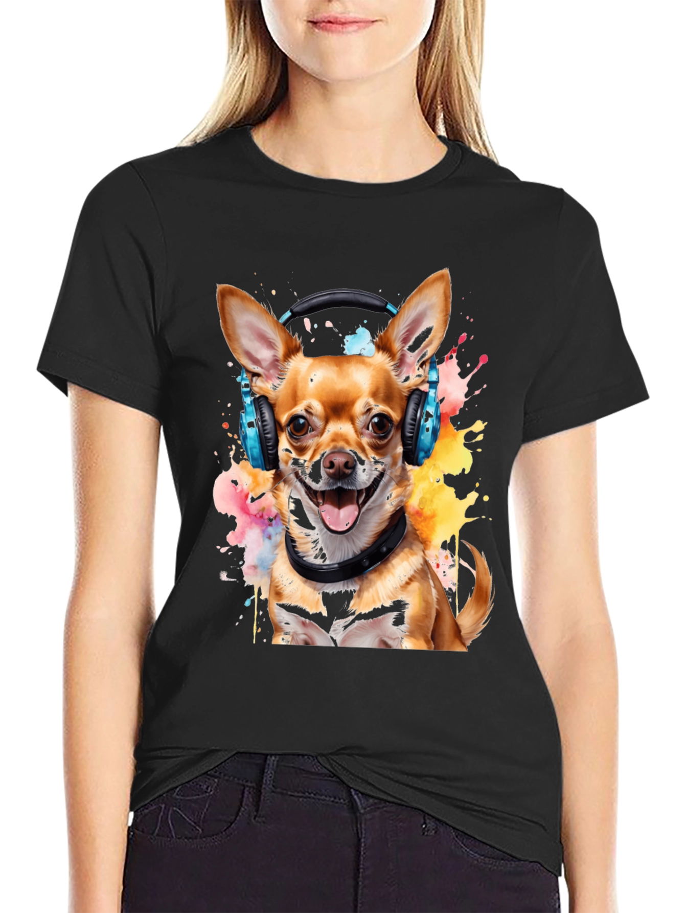 Dog Wearing Headphones Graphic T-Shirt