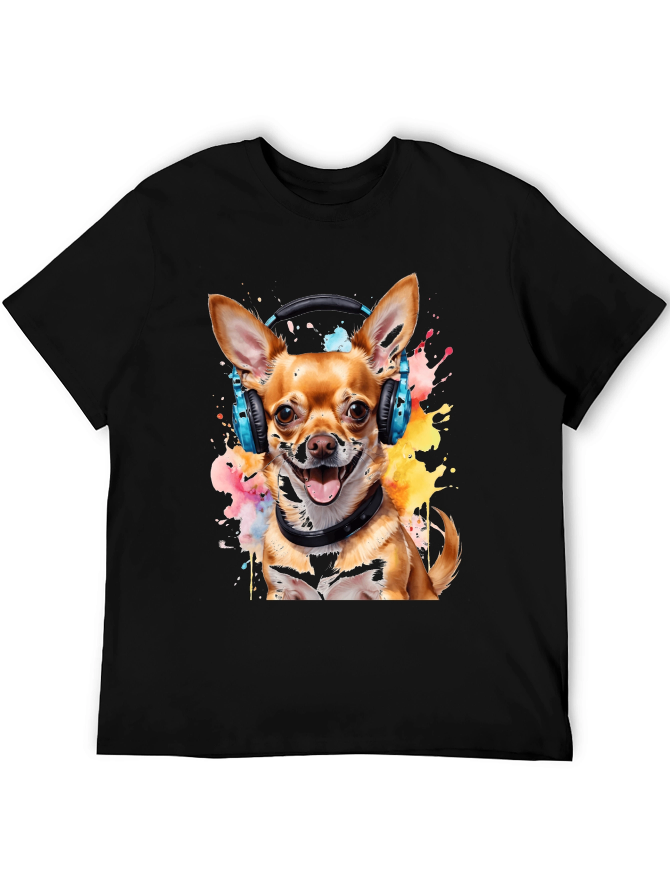 Dog Wearing Headphones Graphic T-Shirt