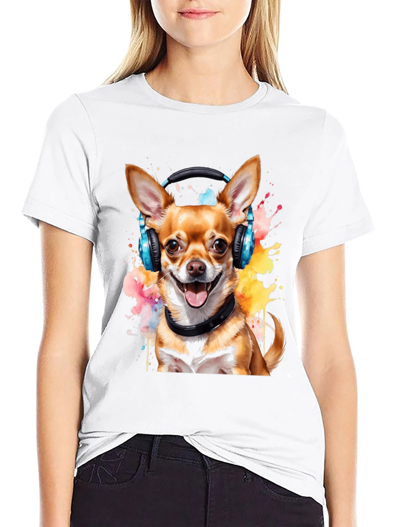 Dog Wearing Headphones Graphic T-Shirt