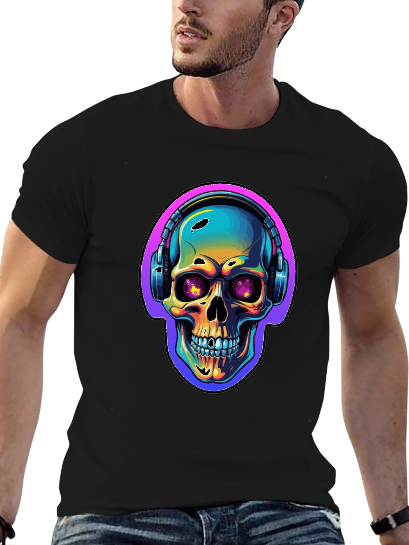 Skull with Headphones Graphic Tee