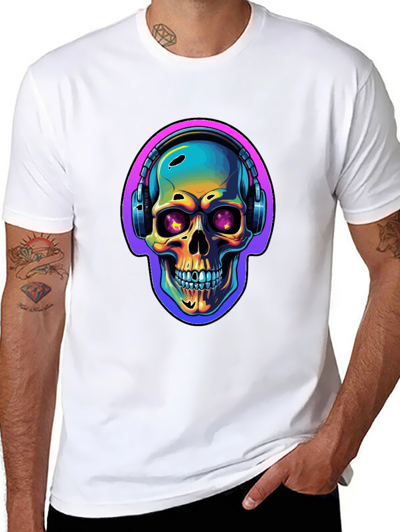 Skull with Headphones Graphic Tee