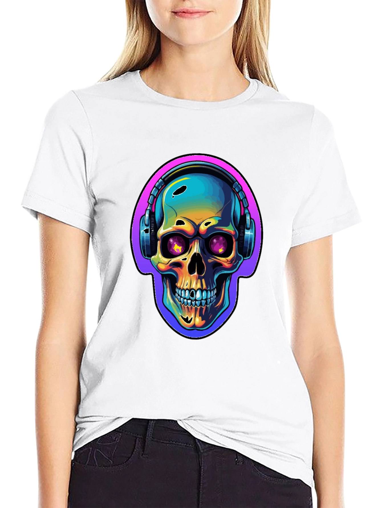 Skull with Headphones Graphic Tee